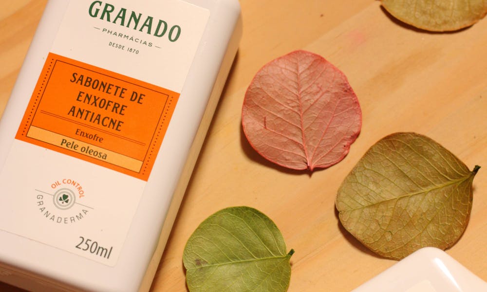 Granado sulfur soap with autumn leaves, enhancing natural skincare theme. .pexels